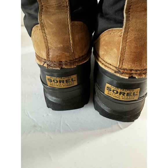 Sorel Kaufman Caribou Snow Boots Made in Canada Women's US 8 Excellent Black Tan - Picture 10 of 12